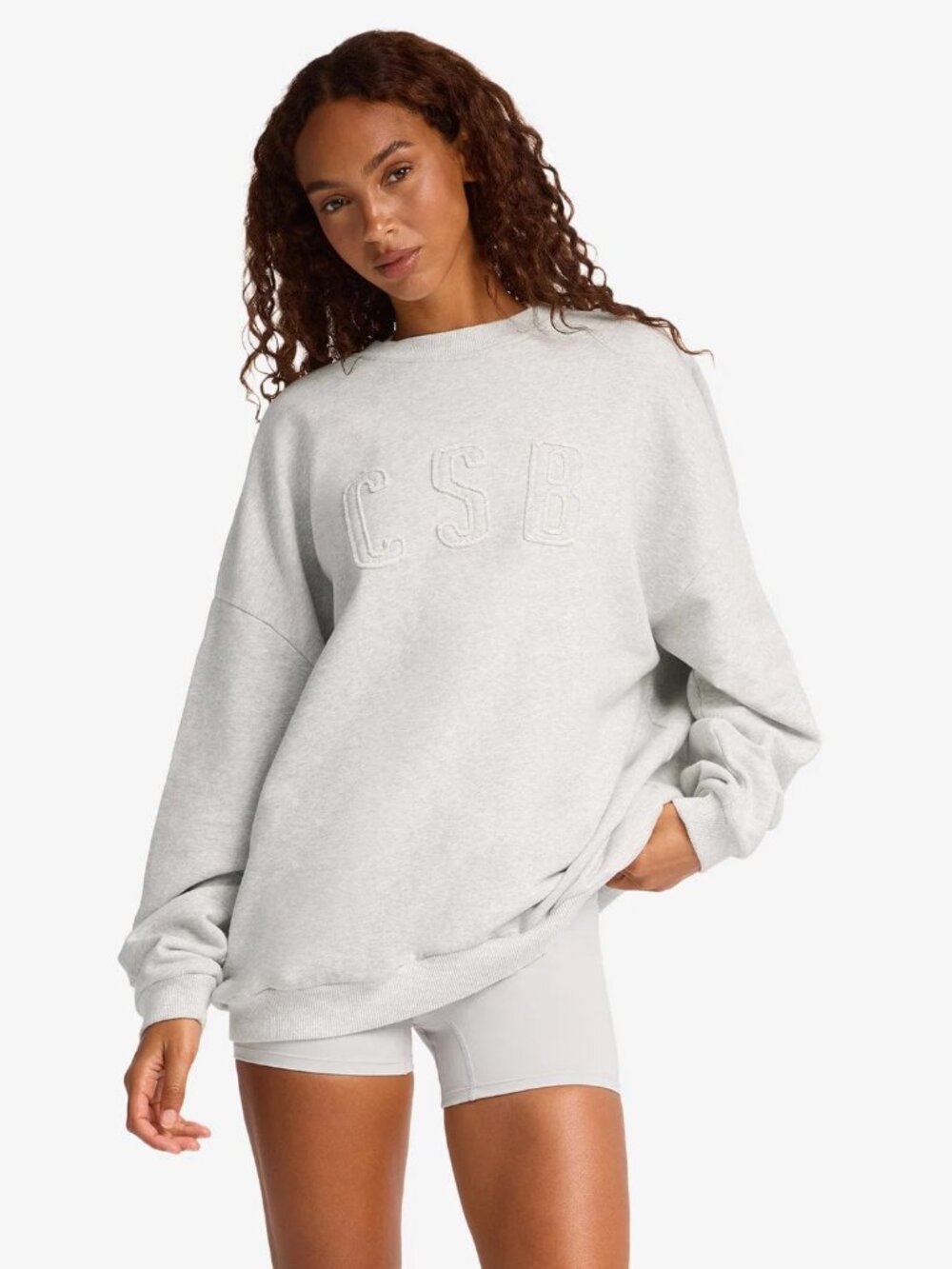 CSB Crewneck Sweatshirt in Snow Marle, Size Large